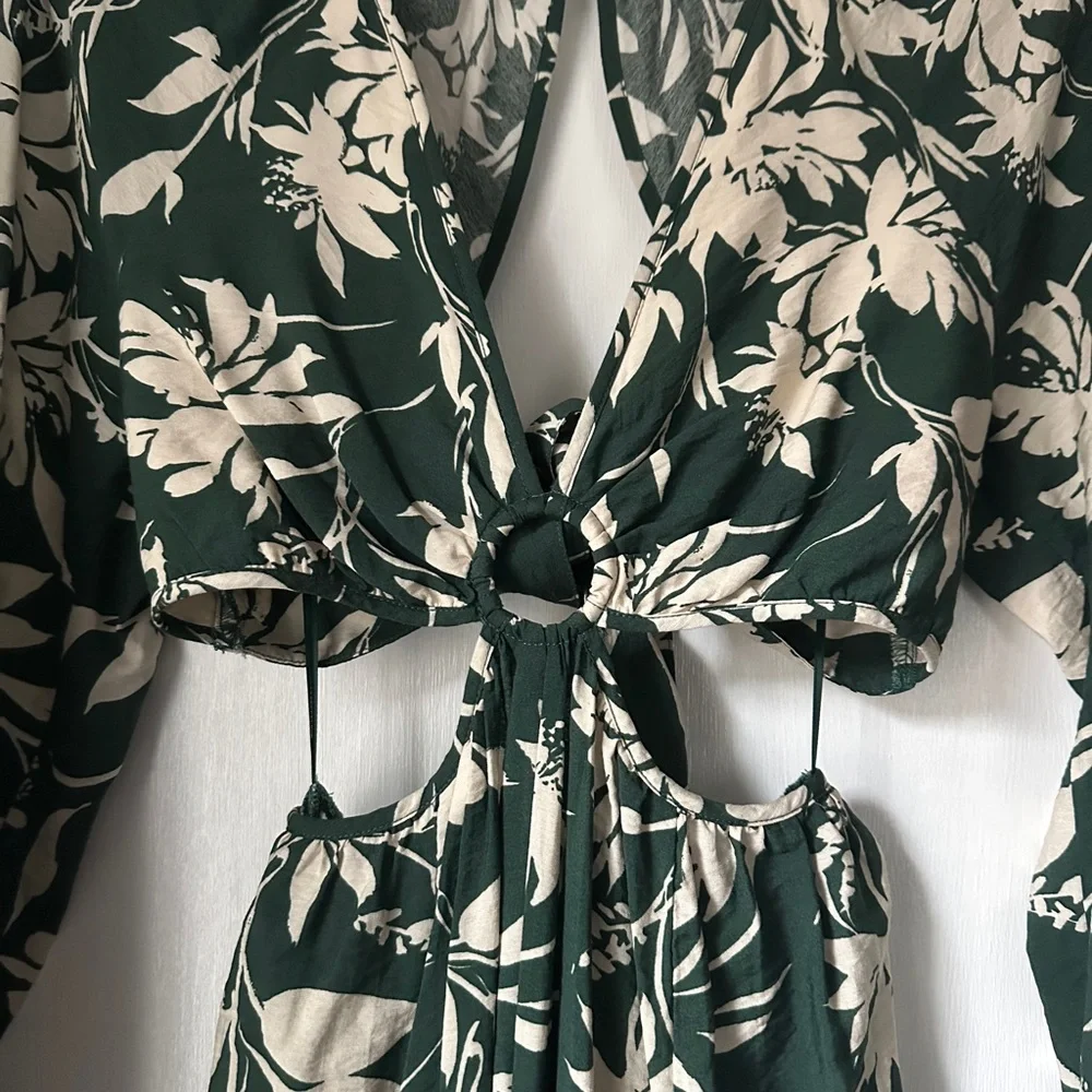 A&F Long-Sleeve Plunge Cutout Maxi Dress